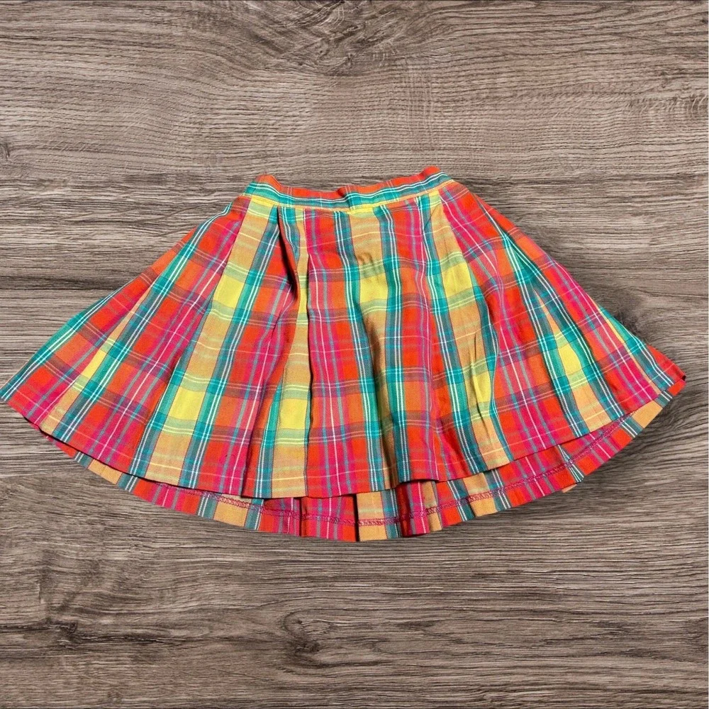 Vintage‎ Gymboree Rainbow Tag Plaid Skirt Girls L Multicolor Pleated